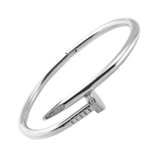 CZ embellished Silver Nail Bangle - Picture 1 of 1